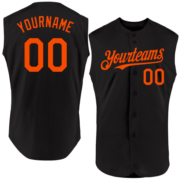 Custom Black Orange Authentic Sleeveless Baseball Jersey