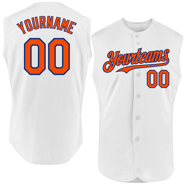 Custom White Orange-Royal Authentic Sleeveless Baseball Jersey