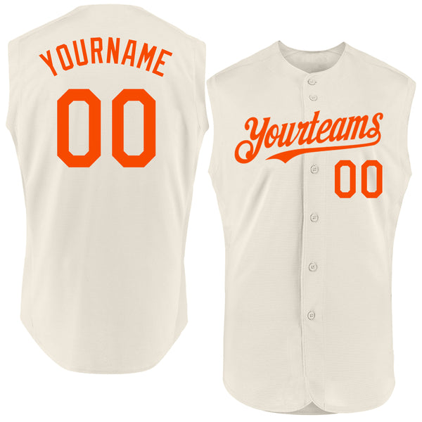 Custom Cream Orange Authentic Sleeveless Baseball Jersey