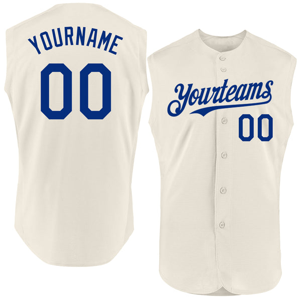 Custom Cream Royal Authentic Sleeveless Baseball Jersey