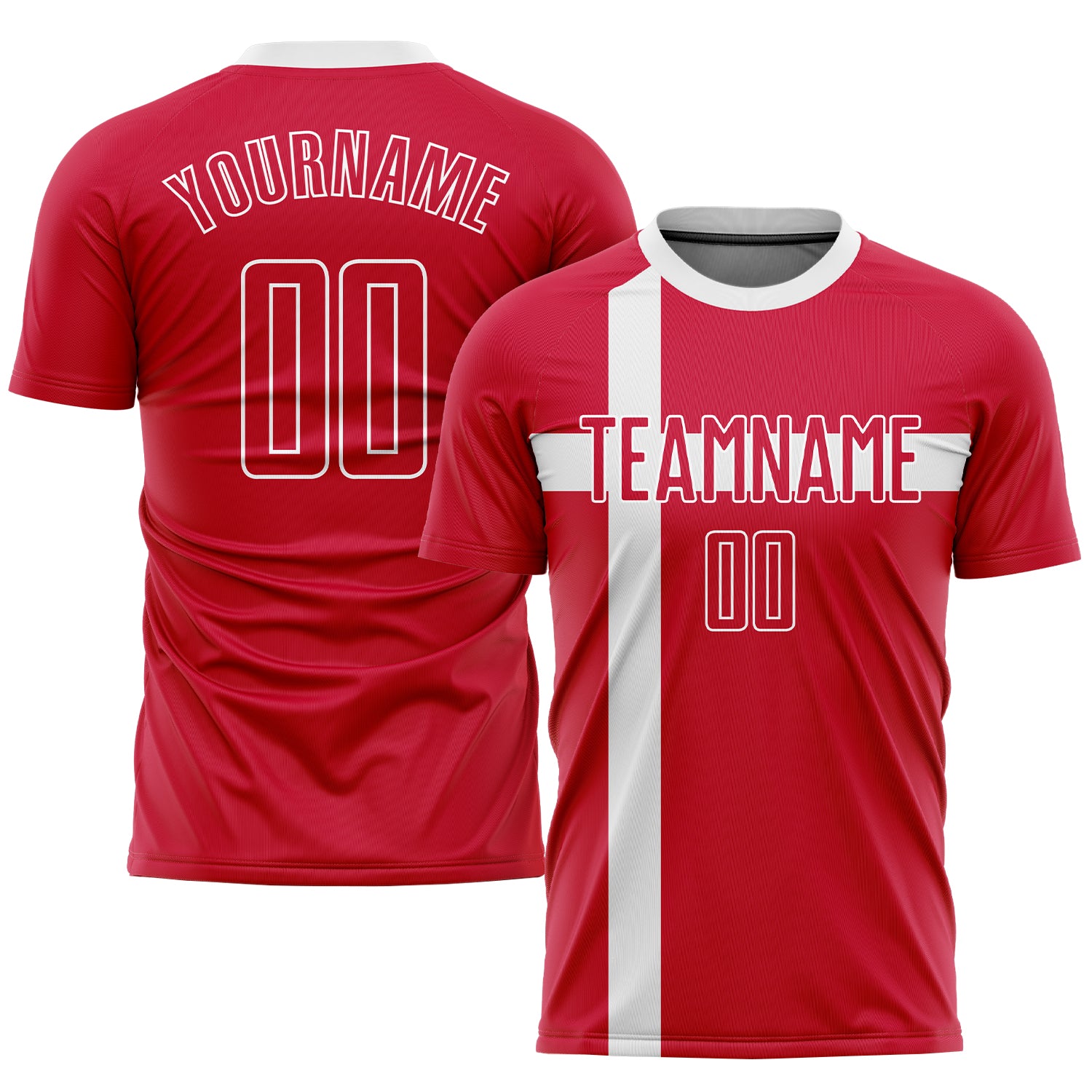 Custom Red Red-White Sublimation Danish Flag Soccer Uniform Jersey Sale ...