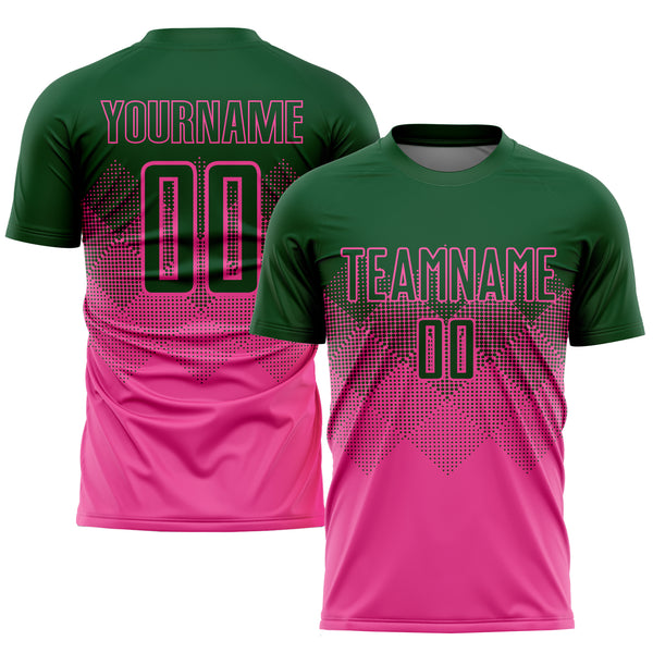 Custom Pink Green Sublimation Soccer Uniform Jersey