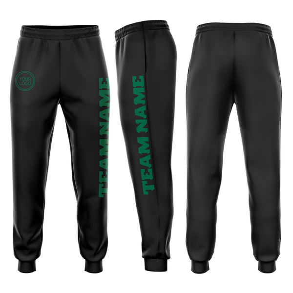 Custom Black Kelly Green Fleece Jogger Sweatpants