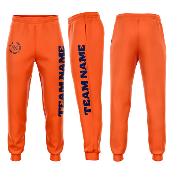 Custom Orange Navy Fleece Jogger Sweatpants