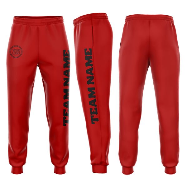 Custom Red Black Fleece Jogger Sweatpants
