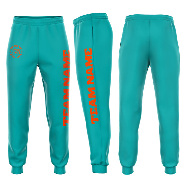 Custom Aqua Orange Fleece Jogger Sweatpants