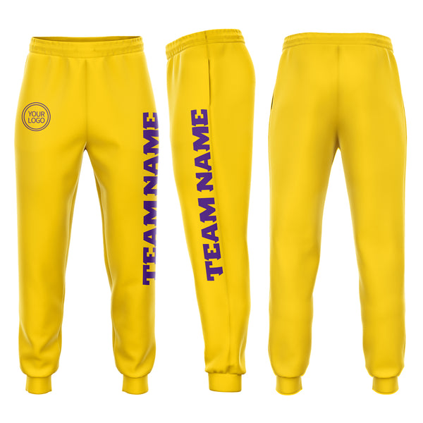 Custom Gold Purple Fleece Jogger Sweatpants