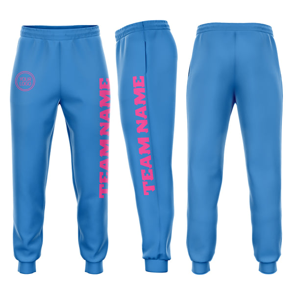 Custom Powder Blue Pink Fleece Jogger Sweatpants