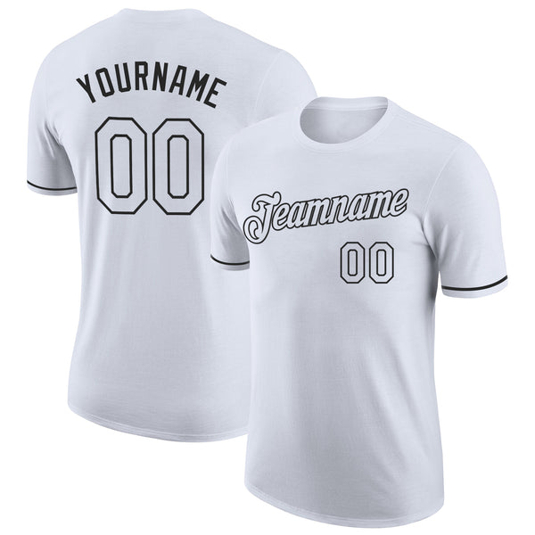 Custom White White-Black Performance T-Shirt