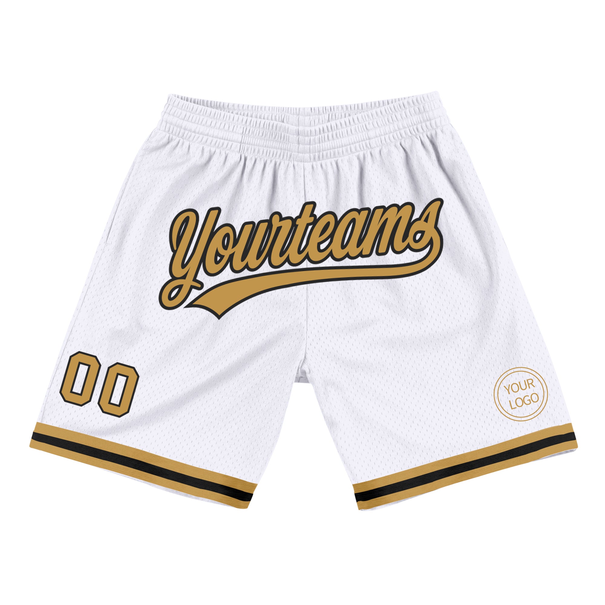 Custom White Old Gold-Black Authentic Throwback Basketball Shorts Sale ...