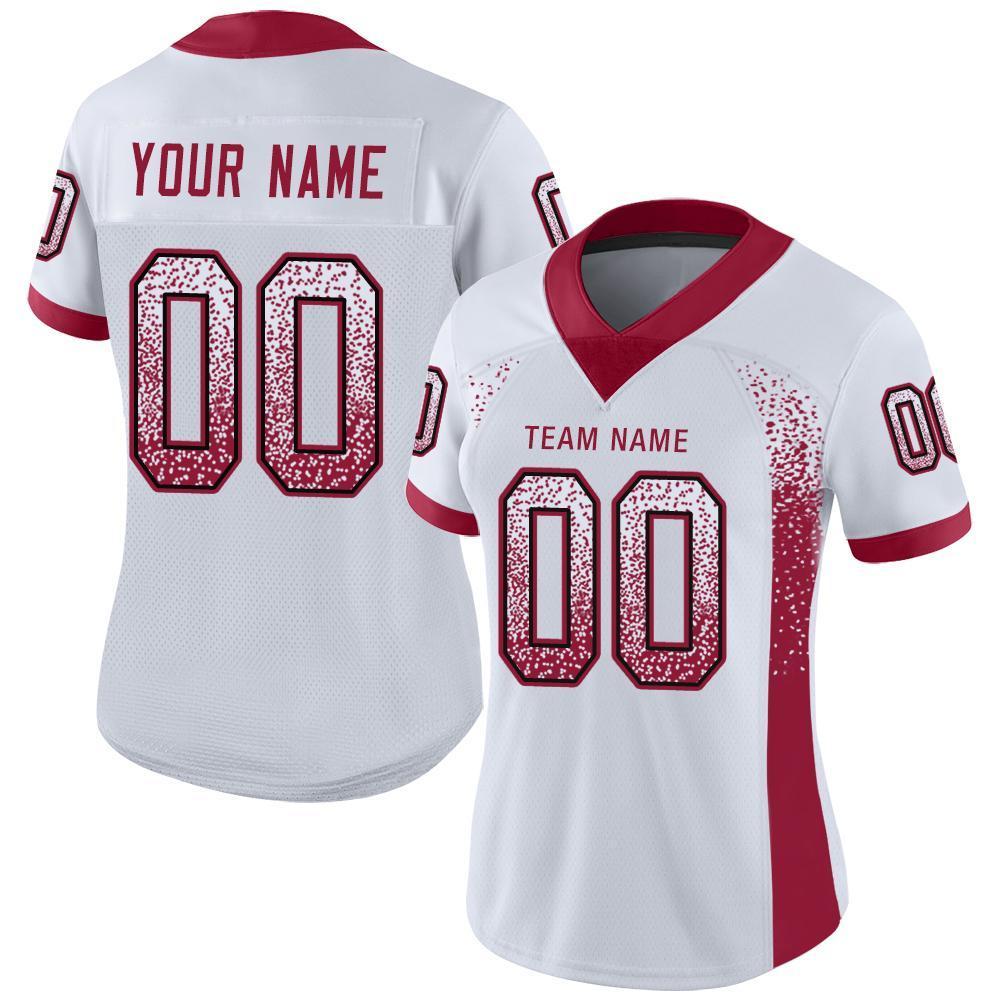 Custom White Cardinal-Black Drift Fashion Football Jersey