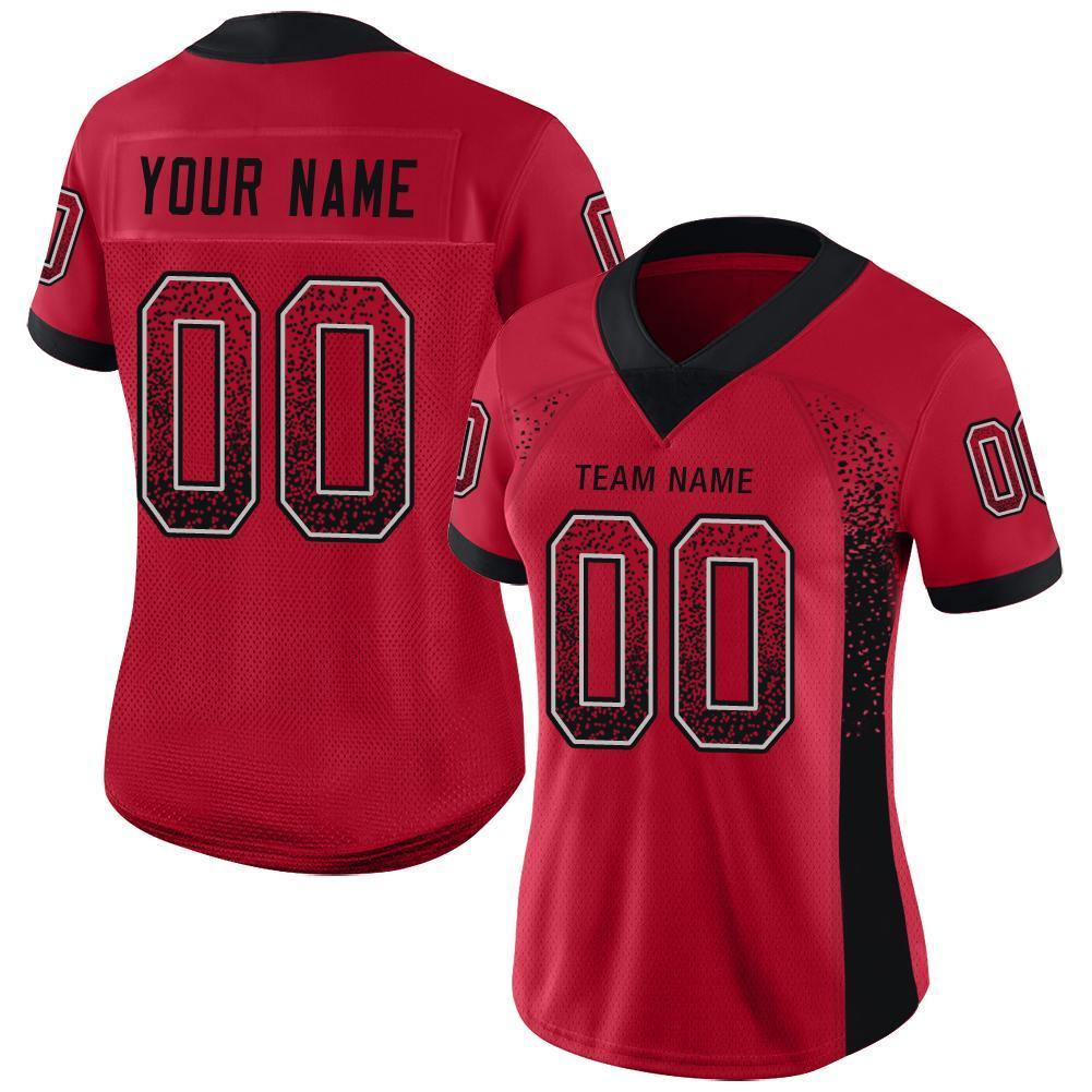 Custom Red Black-Light Gray Drift Fashion Football Jersey