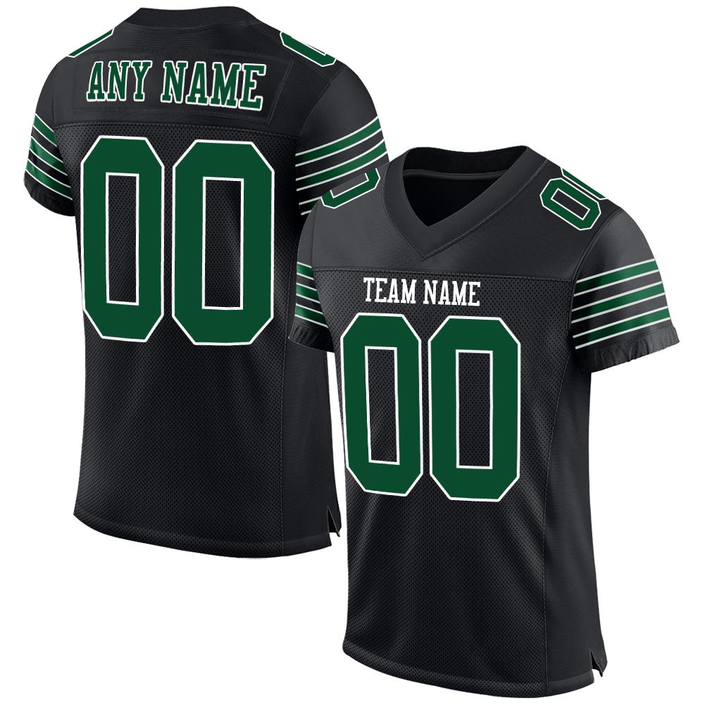 Custom Black Grass Green-White Mesh Authentic Football Jersey
