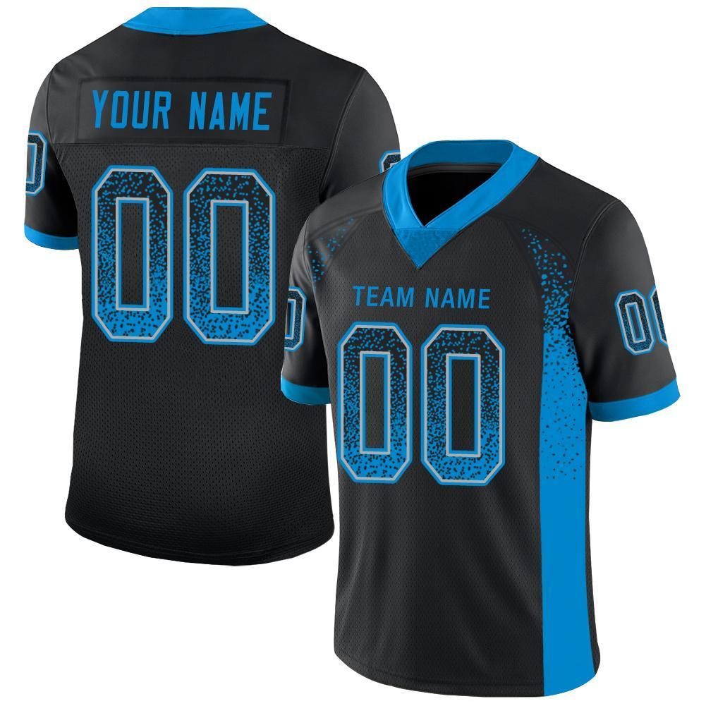 Custom Black Panther Blue-Light Gray Drift Fashion Football Jersey