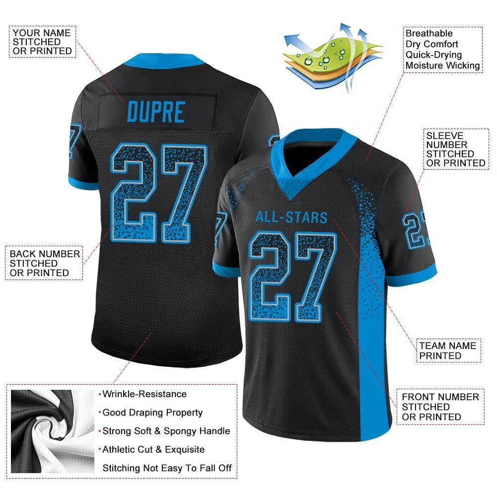 Custom Black Panther Blue-Light Gray Drift Fashion Football Jersey