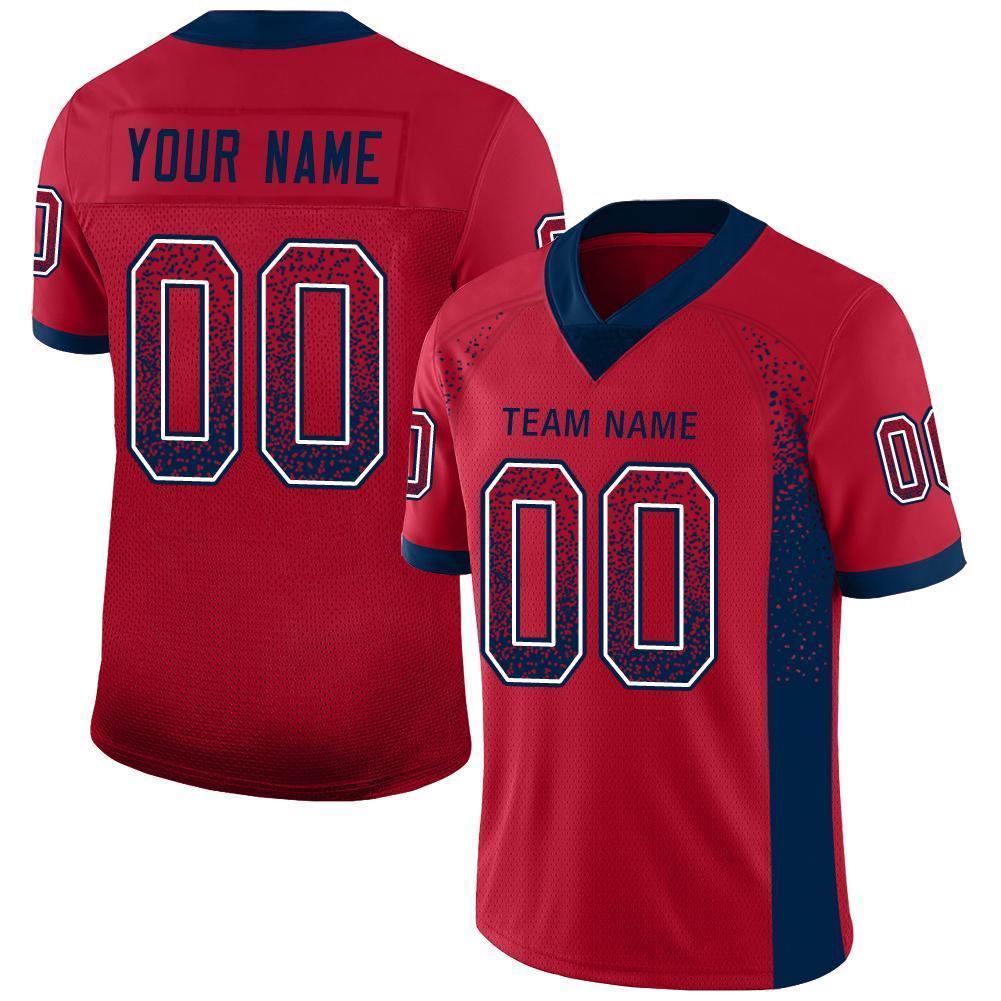 Custom Red Navy-White Drift Fashion Football Jersey