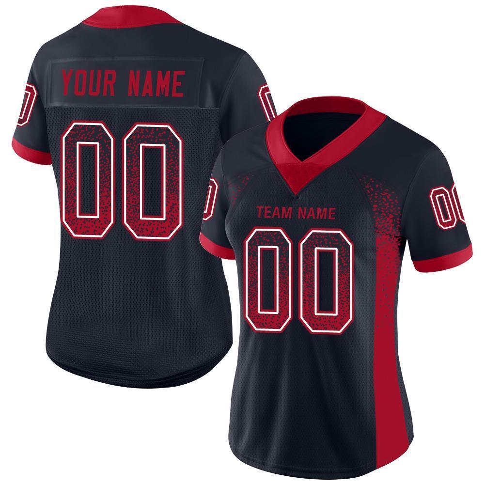 Custom Navy Red-White Drift Fashion Football Jersey
