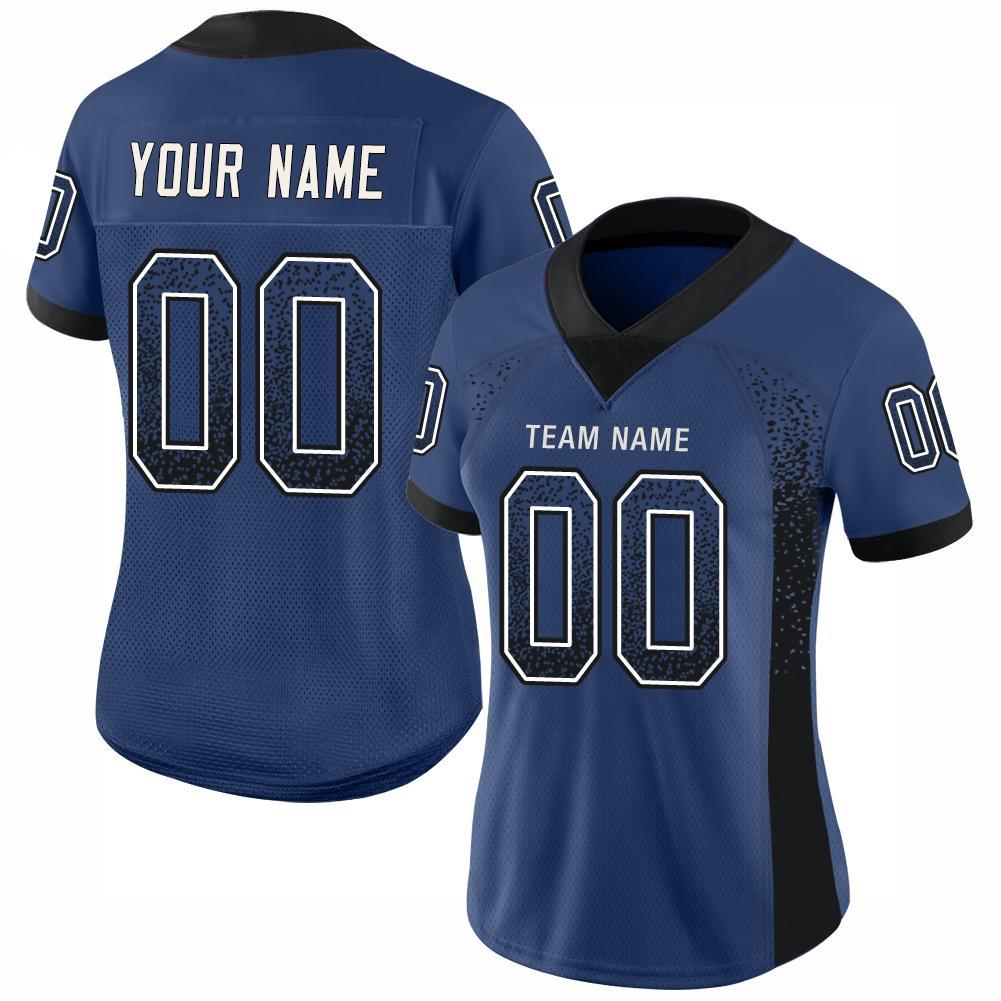 Custom Royal Black-White Drift Fashion Football Jersey