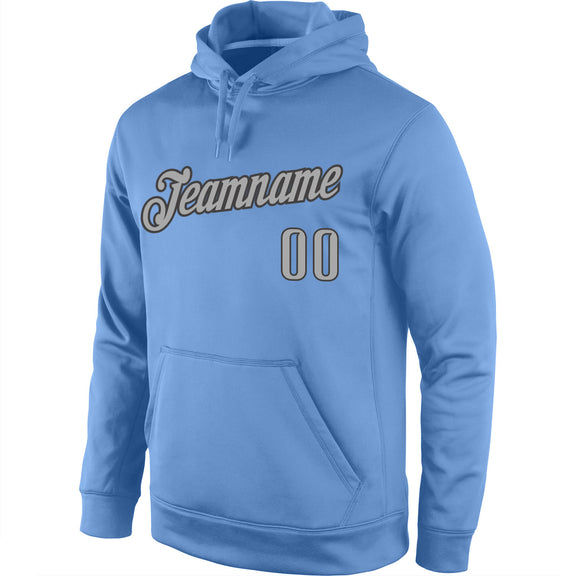 Custom Stitched Light Blue Gray-Navy Sports Pullover Sweatshirt Hoodie ...