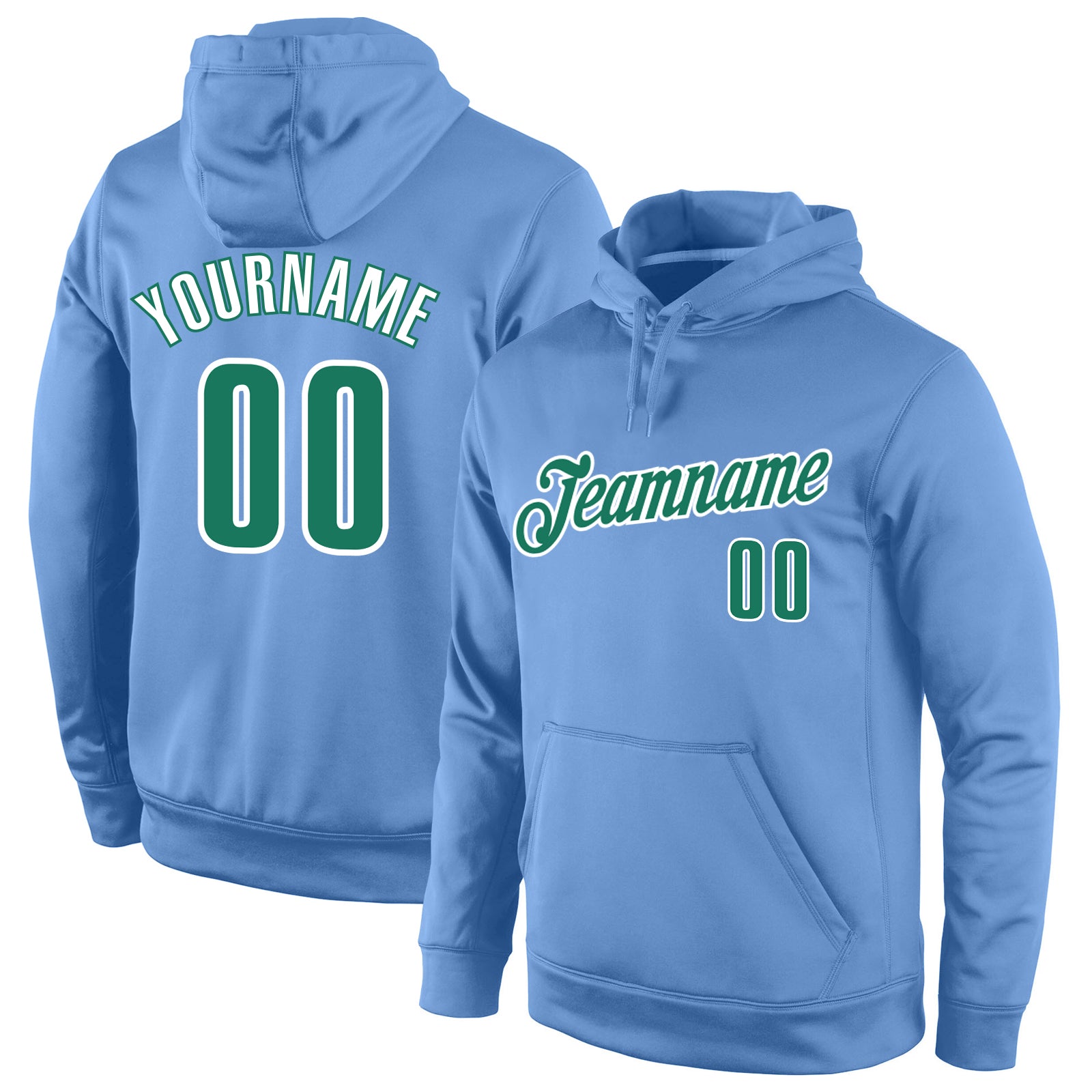 Custom Stitched Light Blue Kelly Green-White Sports Pullover Sweatshirt ...