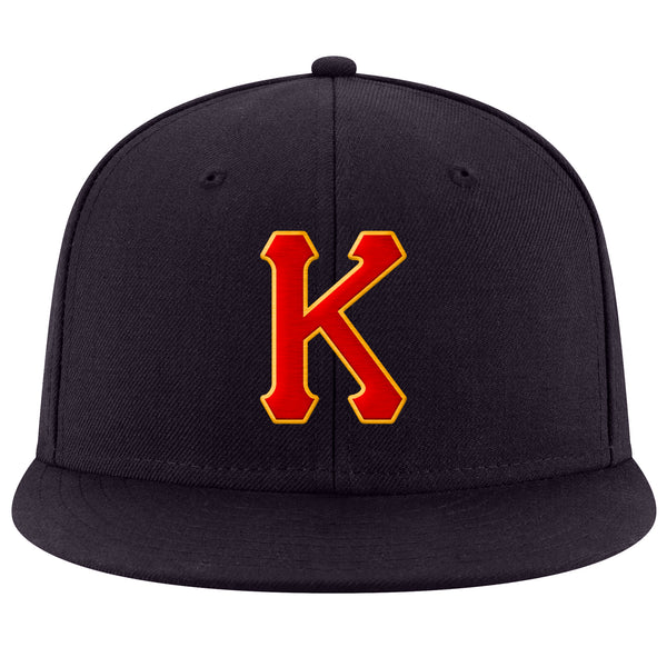Custom Navy Red-Gold Stitched Adjustable Snapback Hat