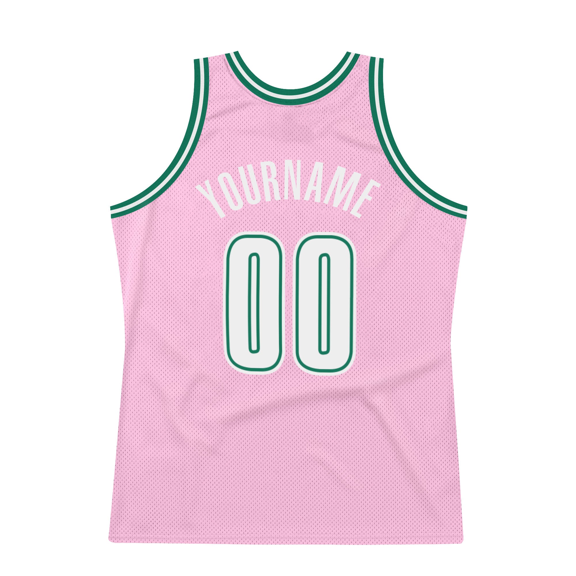 Custom Light Pink White-Kelly Green Authentic Throwback Basketball Jersey