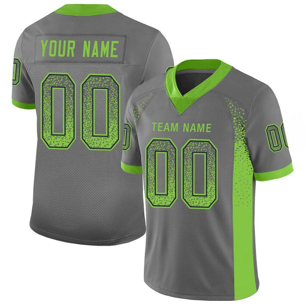 Custom Gray Neon Green-Navy Drift Fashion Football Jersey